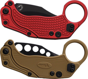 Reate Exo-K Folding Knife Red Aluminum Handle N690 Plain Black PVD Blade