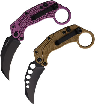 Reate Exo-K Folding Knife Purple Aluminum Handle N690 Plain Black PVD Blade
