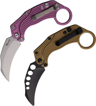 Reate Exo-K Folding Knife Purple Aluminum Handle N690 Plain Stonewash Blade