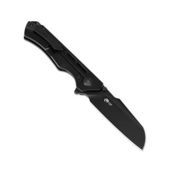 Kizer Crest Folding Knife Black Titanium Handle S35VN Plain Black Blade Ki3714A2