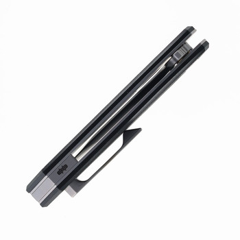 Brous Blades Graviton Folding Knife Black G10 Handle D2 Grey/Satin Black Plain Edge