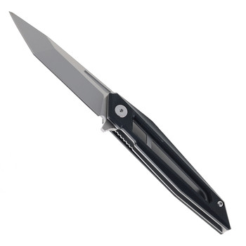Brous Blades Graviton Folding Knife Black G10 Handle D2 Grey/Satin Black Plain Edge