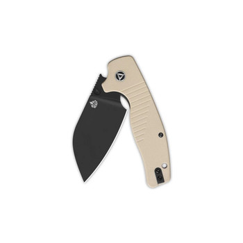 QSP Chefmaster Folding Knife Off White G10 Handle 14C28N Wharncliffe Plain Black Blade QS163-B2