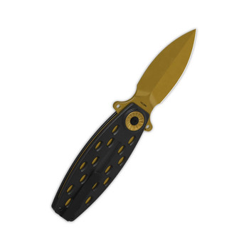 QSP Beetle Folding Knife Black G10/Bronze Handle 14C28N Plain Bronze Blade QS162-C