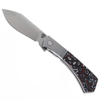 Finch Stray Dog Folding Knife Snow Fire Fat Carbon Handle N690 Plain Stonewash/Satin Blade