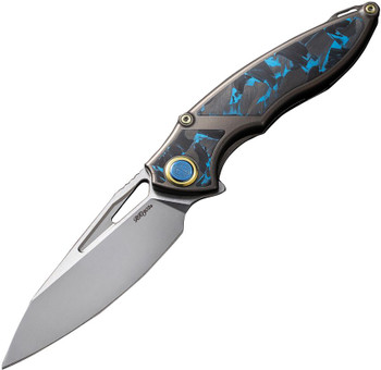 Rike 1902s Folding Knife Blue Carbon Fiber Handle M390 Plain Edge
