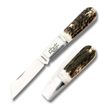 RoseCraft Beaver Creek Folding Knife Barlow Stag Handle D2 Sheepsfoot Plain Edge RCT006-STG