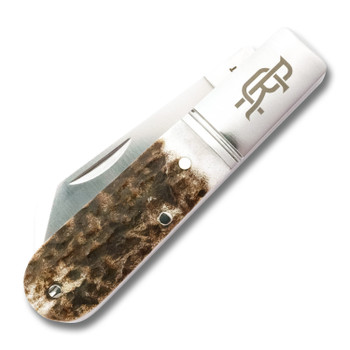 RoseCraft Beaver Creek Folding Knife Barlow Stag Handle D2 Sheepsfoot Plain Edge RCT006-STG