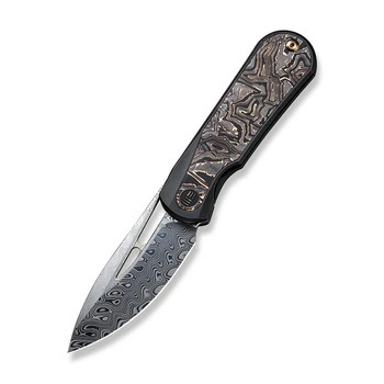 WE Baloo Folding Knife Titanium/Carbon Fiber Handle Damasteel Plain Edge WE21033-DS1