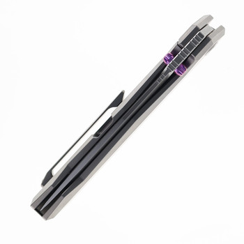 Poikilo Blade Salvator S1 Folding Knife Gray Titanium Handle M398 Tanto Plain Edge Poikilo Blade Salvator S1 Folding Knife Gray Titanium Handle M398 Tanto Plain Edge