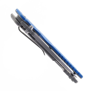 Hinderer Eklipse Slicer 3.5" Folding Knife Working Finish Hollow Grind S45VN Blade Blue G10 Handle Working Finish Titanium