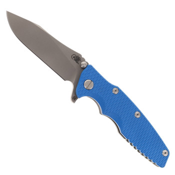 Hinderer Eklipse Slicer 3.5" Folding Knife Working Finish Hollow Grind S45VN Blade Blue G10 Handle Working Finish Titanium