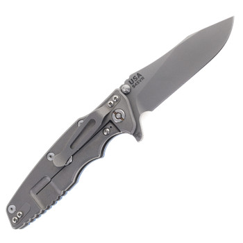 Hinderer Eklipse Slicer 3.5" Folding Knife Working Finish Hollow Grind S45VN Blade Blue G10 Handle Working Finish Titanium