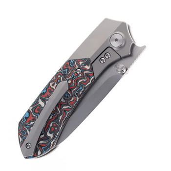 Remette Folding Knife Red/Blue/Black/White Titanium/Carbon Fiber Handle M390 Plain Edge RTPT-A