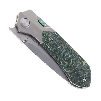 Remette Folding Knife Yellow/Black/White Titanium/Carbon Fiber Handle M390 Plain Edge RTPT-C