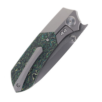 Remette Folding Knife Yellow/Black/White Titanium/Carbon Fiber Handle M390 Plain Edge RTPT-C