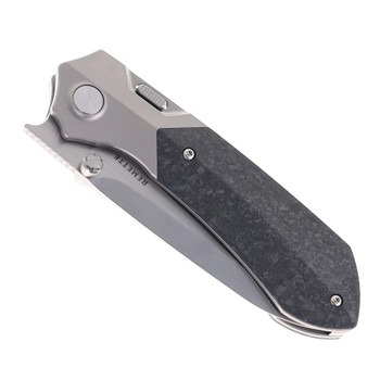 Remette Folding Knife Black/Gray Titanium/Carbon Fiber Handle M390 Plain Edge RTPT-E