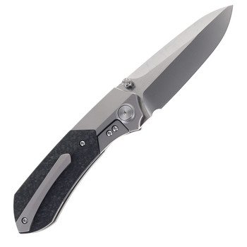 Remette Folding Knife Black/Gray Titanium/Carbon Fiber Handle M390 Plain Edge RTPT-E
