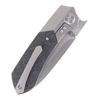 Remette Folding Knife Black/Gray Titanium/Carbon Fiber Handle M390 Plain Edge RTPT-E