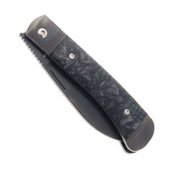 Jack Wolf Diamond Jack Folding Knife Kirinite Black Titanium Handle S90V Plain Edge DLC Belt Satin Finish DIAMO-01-KIR-BLK-ICE