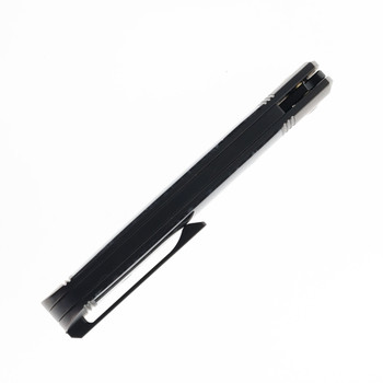 Jack Wolf Diamond Jack Folding Knife Kirinite Black Titanium Handle S90V Plain Edge DLC Belt Satin Finish DIAMO-01-KIR-BLK-ICE