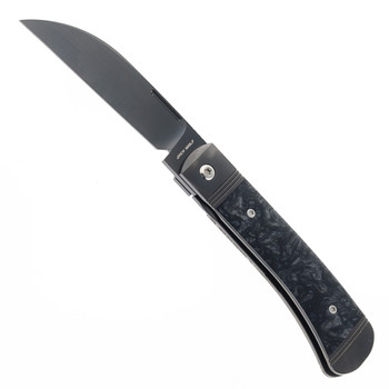 Jack Wolf Diamond Jack Folding Knife Kirinite Black Titanium Handle S90V Plain Edge DLC Belt Satin Finish DIAMO-01-KIR-BLK-ICE