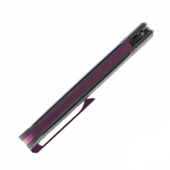 Jack Wolf Diamond Jack Folding Knife Fat Carbon Purple Haze Handle S90V Plain Edge Belt Satin Finish DIAMO-01-FC-PUR-HAZ