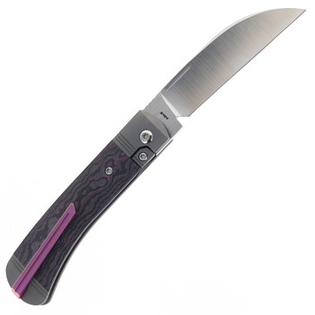 Jack Wolf Diamond Jack Folding Knife Fat Carbon Purple Haze Handle S90V Plain Edge Belt Satin Finish DIAMO-01-FC-PUR-HAZ
