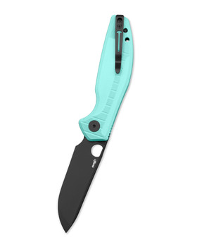 Modern pocket knife featuring bright grip scales and smooth cutting edge