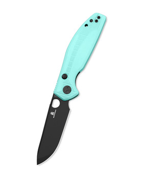 Bestechman Angry Owl Folding Knife Aqua G10 Handle D2 Plain Black PVD Finish BMK12B-1