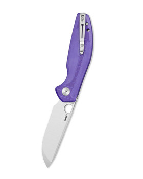 Bestechman Angry Owl Folding Knife Purple G10 Handle D2 Plain Stonewash/Satin Finish BMK12E-1