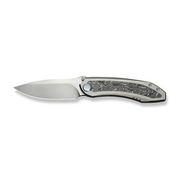 WE Winsome Folding Knife Gray Titanium/Aluminum Foil Carbon Fiber Handle M390 Plain Edge WE23092-2