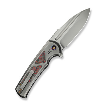 WE Sylox Folding Knife Gray Titanium Lava Flow Carbon Fiber Handle M390 Plain Edge WE24027-3