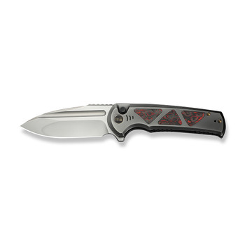 WE Sylox Folding Knife Gray Titanium Lava Flow Carbon Fiber Handle M390 Plain Edge WE24027-3