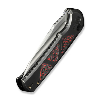 WE Sylox Folding Knife Gray Titanium Lava Flow Carbon Fiber Handle M390 Plain Edge WE24027-3