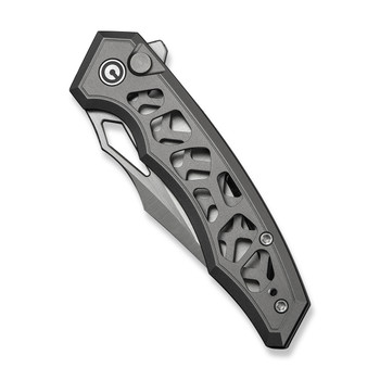 Civivi Anaaki Folding Knife Skeletonized Gray Aluminum Handle Nitro-V Plain Edge Satin Finish C24039-2