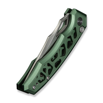Civivi Anaaki Folding Knife Skeletonized Green Aluminum Handle Nitro-V Plain Edge Satin Finish C24039-3