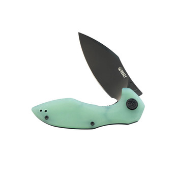 Kubey Noble Folding Knife Jade G10 Handle 14C28N Plain Edge Blackwash Finish KU236Q