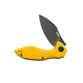 Kubey Noble Folding Knife Yellow G10 Handle 14C28N Plain Edge Blackwash Finish KU236N