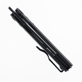 Petrified Fish Folding Knife Black Carbon Fiber Handle K110 Plain Edge Black Stonewash Finish PFB04CDW