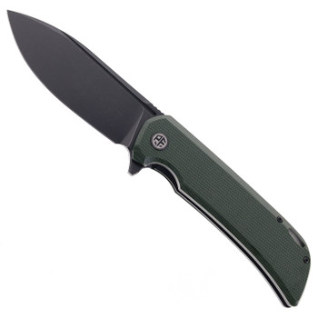 Petrified Fish Tunny Folding Knife Army Green G10 Handle 14C28N Plain Edge Black Stonewash Finish PFB05AGRMDW