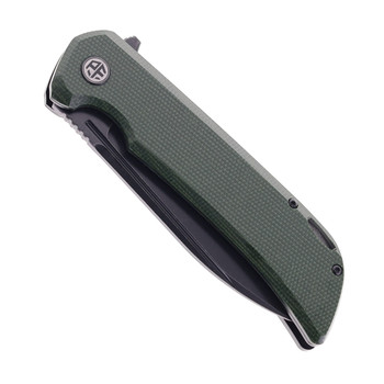 Petrified Fish Tunny Folding Knife Army Green G10 Handle 14C28N Plain Edge Black Stonewash Finish PFB05AGRMDW