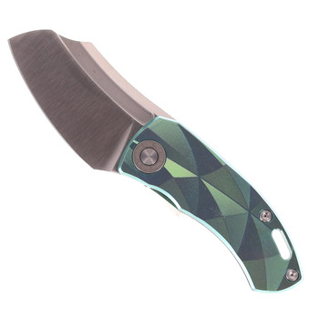 Two Sun Folding Knife Green Titanium Handle D2 Plain Edge TS354