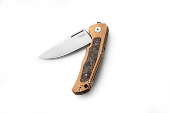 Lion Steel Q4ttro Folding Knife Bronze Titanium/Fat Carbon Handle Magnacut Plain Edge Satin Finish Q4 BR