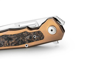Lion Steel Q4ttro Folding Knife Bronze Titanium/Fat Carbon Handle Magnacut Plain Edge Satin Finish Q4 BR