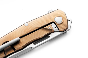 Lion Steel Q4ttro Folding Knife Bronze Titanium/Fat Carbon Handle Magnacut Plain Edge Satin Finish Q4 BR