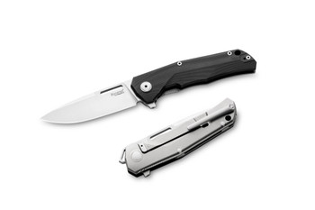 Lion Steel Q4ttro Folding Knife Black G10 Handle Magnacut Plain Edge Satin Finish Q4-GBK