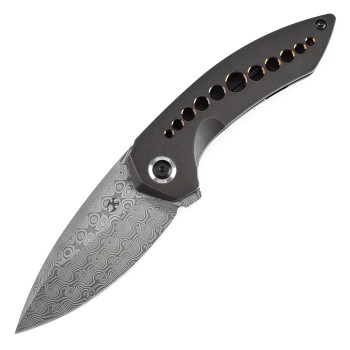KANSEPT ODD 21 FRONT FLIPPER BLACKWASH TITANIUM WITH BRONZE ANODIZED HOLES HANDLE 3.08'' DAMASCUS BLADE TUFFKNIVES DESIGN FOLDING KNIFE K1077A3 KANSEPT ODD 21 FRONT FLIPPER BLACKWASH TITANIUM WITH BRONZE ANODIZED HOLES HANDLE 3.08'' DAMASCUS BLADE TUFFKNIVES DESIGN FOLDING KNIFE K1077A3