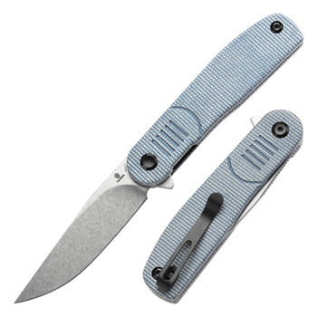 Tenable Einar Folding Knife Blue Micarta Handle Nitro-V Plain Edge Stonewash Finish T2072A2