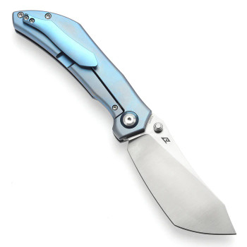 Kansept Tipper Folding Knife Blue Titanium Handle S35VN Wharncliffe Plain Edge K1079A1